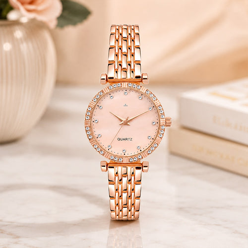 Elegant Rose Gold Crystal Women's Quartz Analog Watch Online Gift Delivery