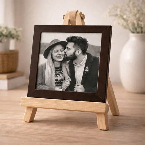 Elegant Wooden Personalized Photo 4x4 Frame - Tabletop Décor Gift Online Gift Delivery