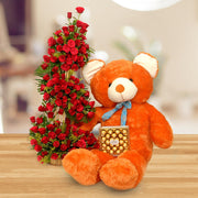 Rose Basket, Teddy & Chocolate