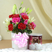 Mixed Flowers with Rasgulla
