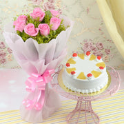 Pink Roses and Pineapple Cake