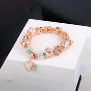 Latest Stylish Pandora Crystal Diamonds Charms Rose Gold Gift Bracelet for Women and Girls
