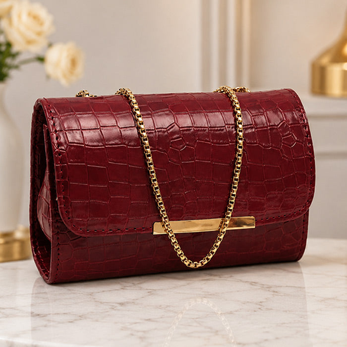 Leatherette Side Sling Bags For Women's Ladies Croco