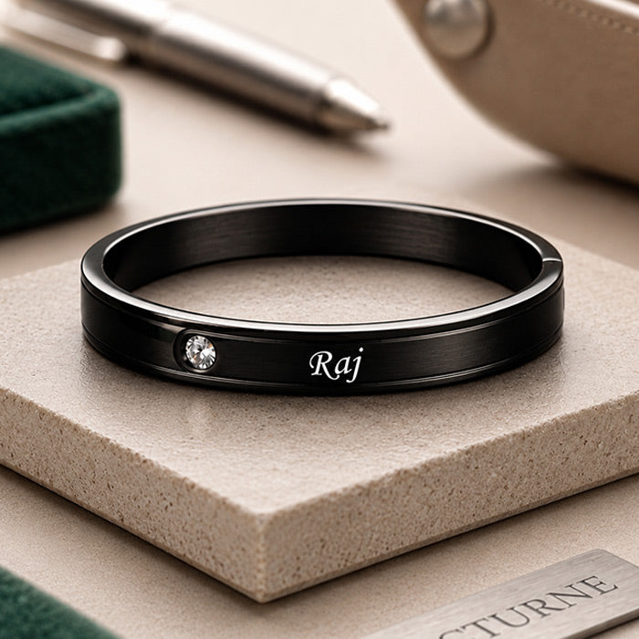Personalized Engraved Bracelet with Crystal Accent