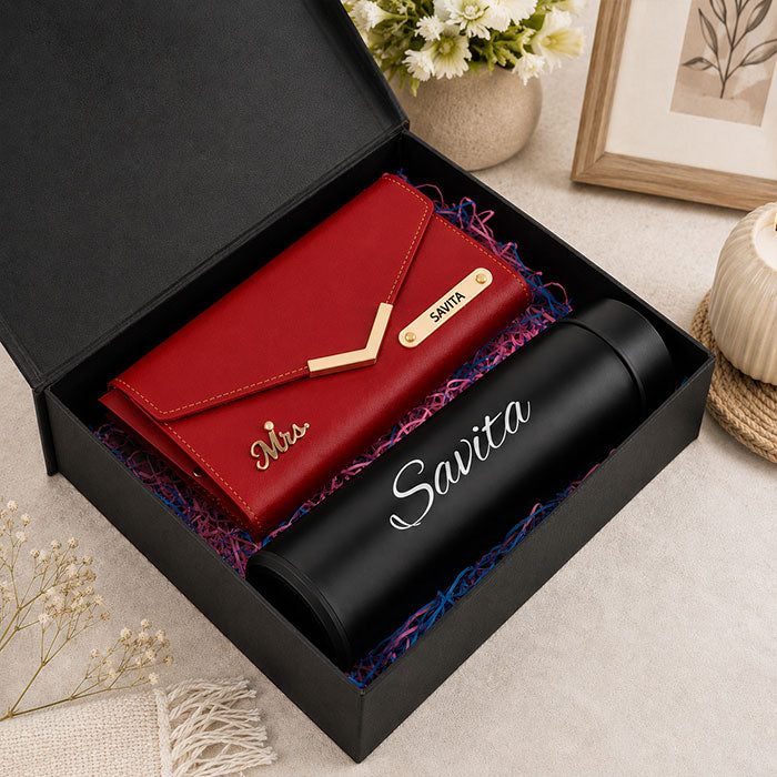 Personalized Luxury Women’s Wallet & Bottle Gift Set