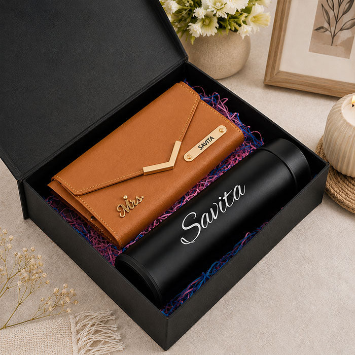 Personalized Luxury Women’s Wallet & Bottle Gift Set