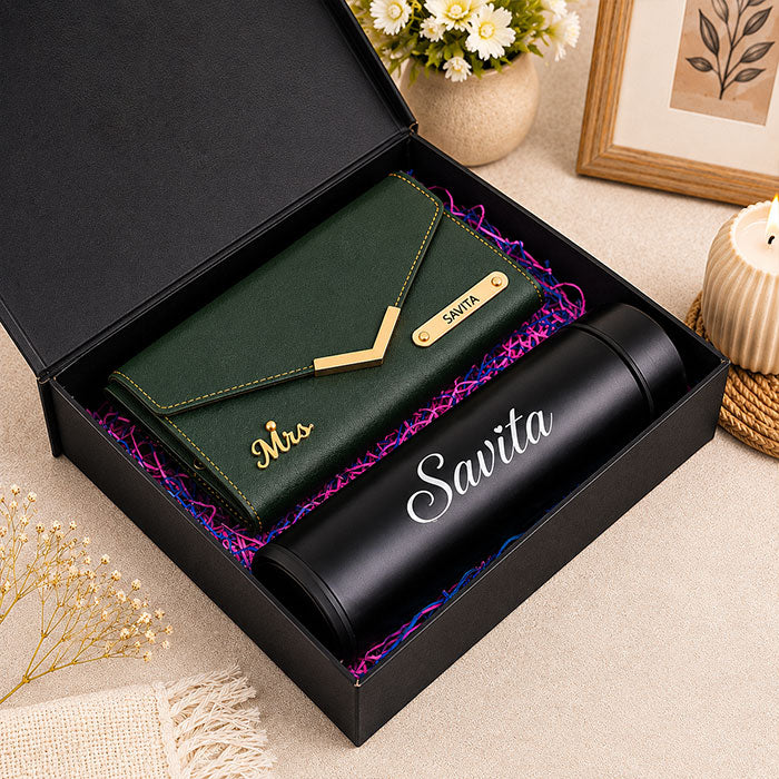 Personalized Luxury Women’s Wallet & Bottle Gift Set