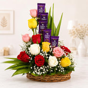 Rose N Dairy Milk Gift Basket