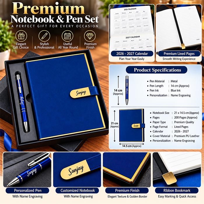 Royal Personalized Diary and Pen Gift Set