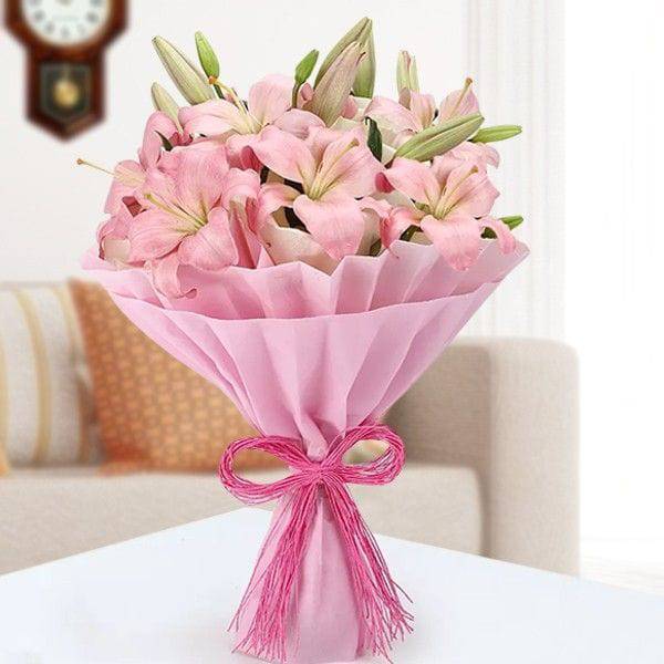 Admirable Pink Lilies Online - YuvaFlowers