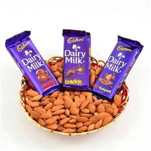 ALMOND AND DAIRY MILK HAMPER - YuvaFlowers