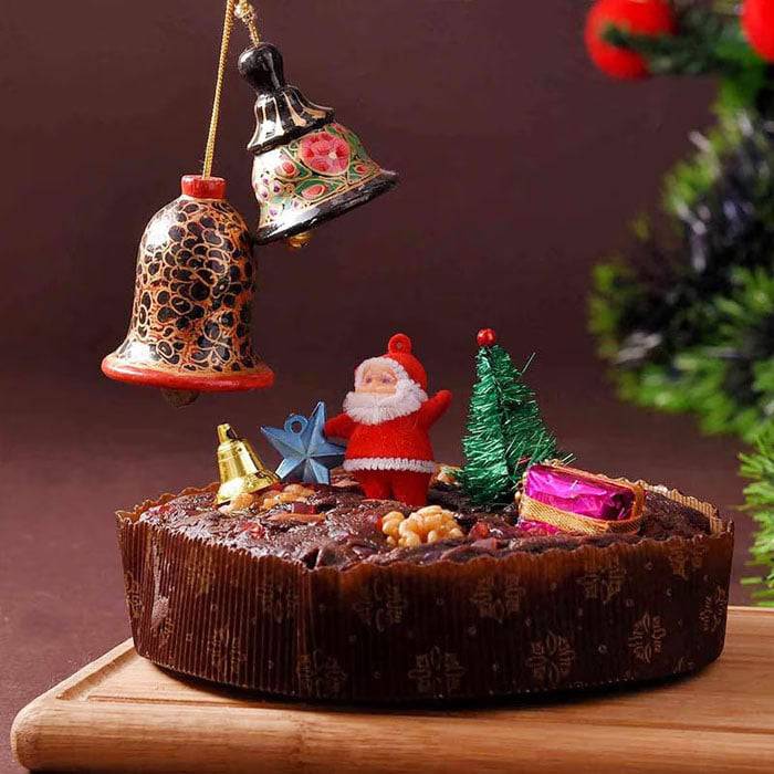 Almond Walnut Plum Cake N Xmas Bells - YuvaFlowers