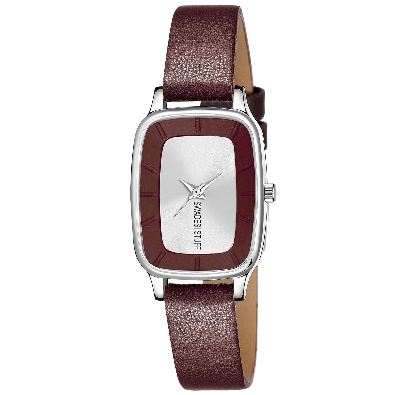 Analog Silver Dial Leather Strap Watch for Women & Girls - YuvaFlowers
