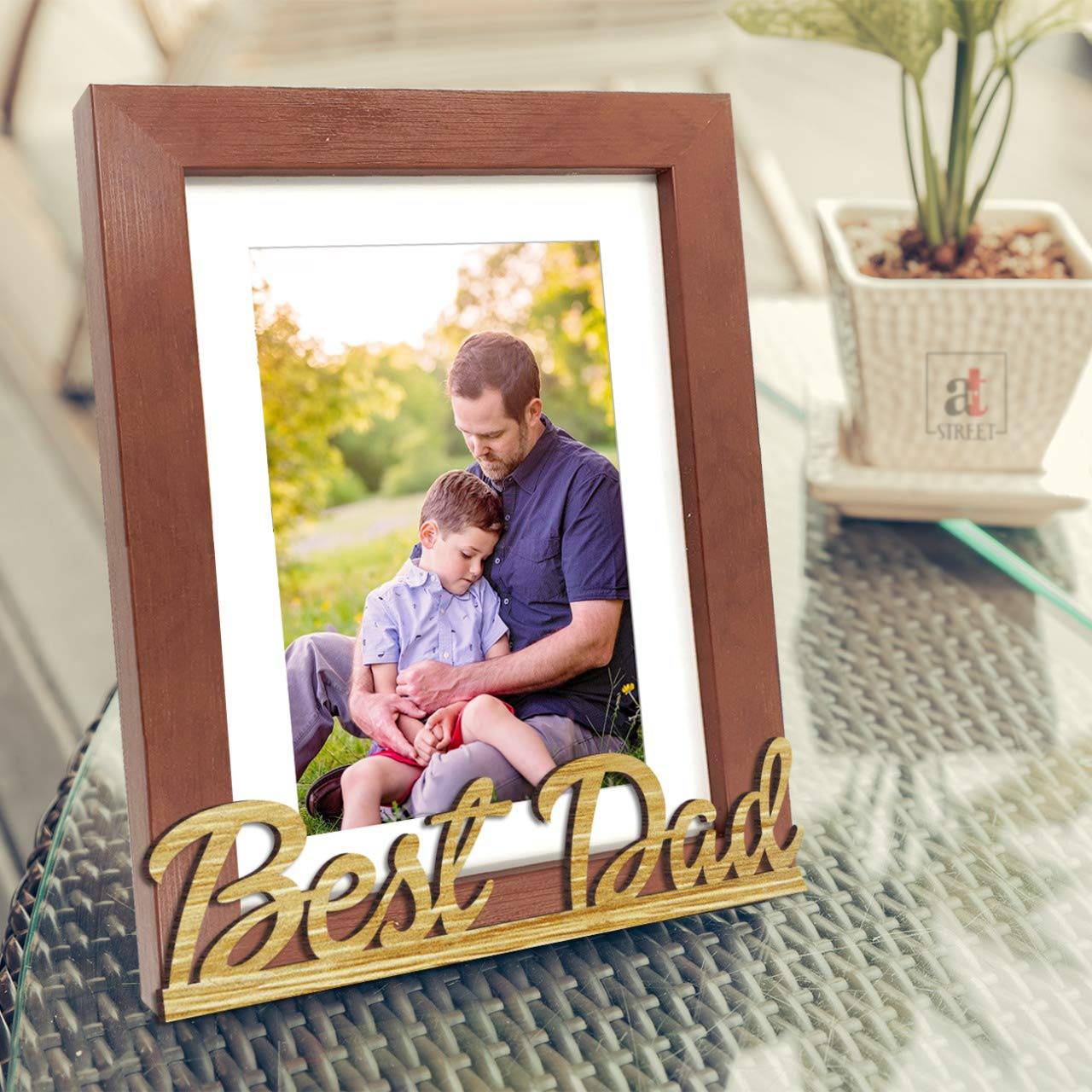 Art Street Best Dad Table Photo Frame for Father's Day (Brown and Beige, 6X8 Inches) - YuvaFlowers