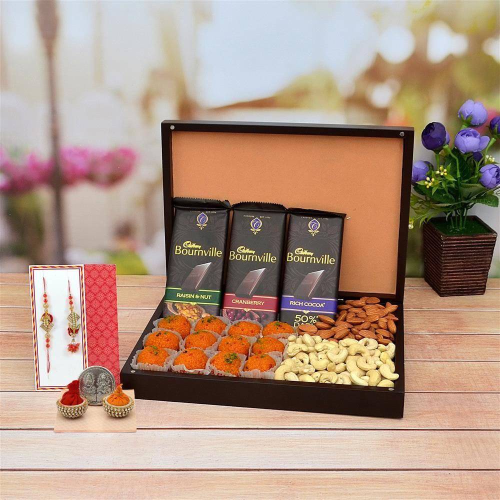 Assorted Bournville Laddu and Dry fruits Rakhi Hamper - YuvaFlowers