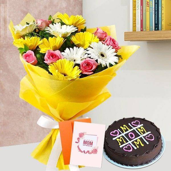Assorted Flower With Cake - YuvaFlowers