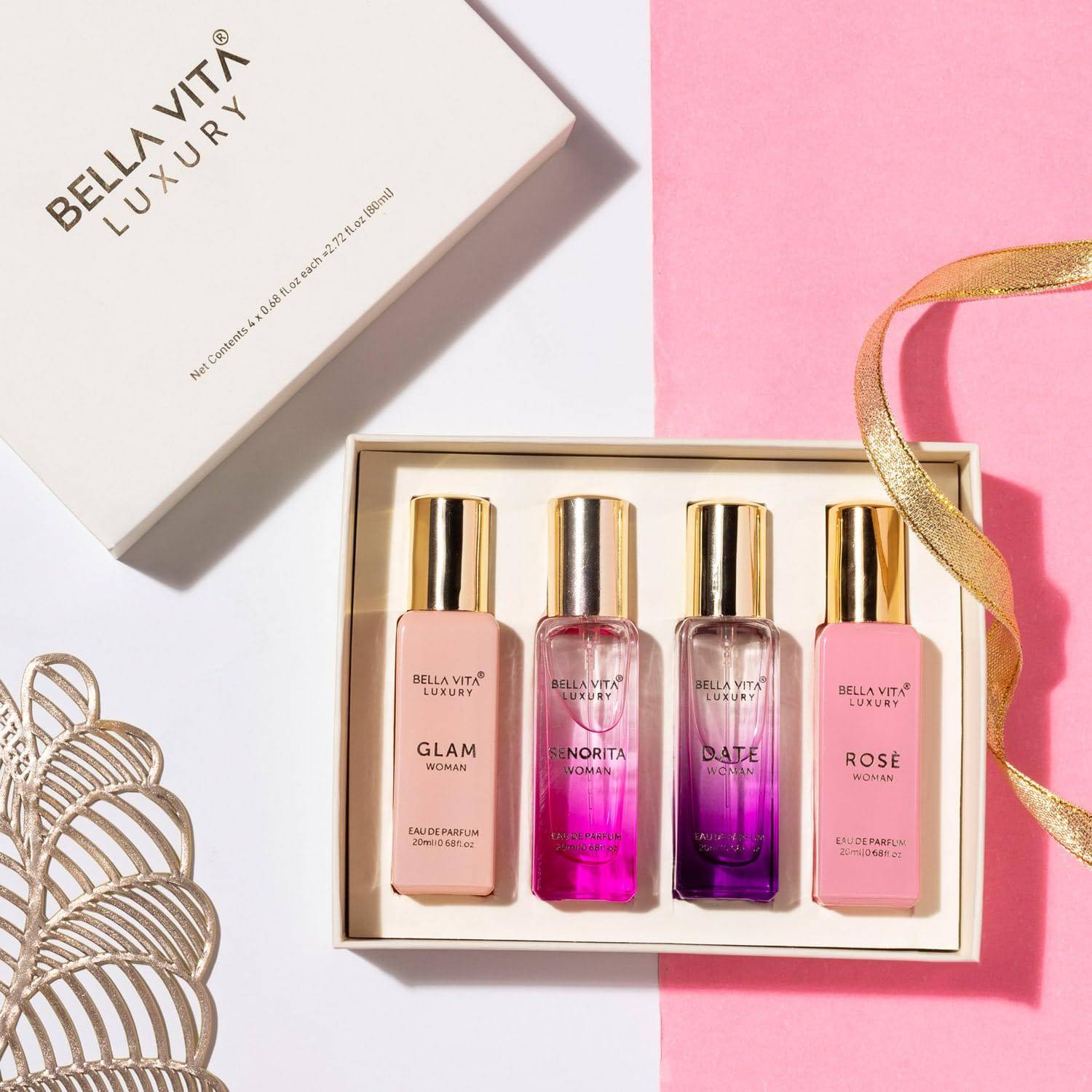 Bella Vita Luxury Woman Eau De Parfum Gift Set 4x20 ml for Women with Date, Senorita, Glam, Rose Perfume|Floral, Fruity Long Lasting EDP Fragrance Scent - YuvaFlowers