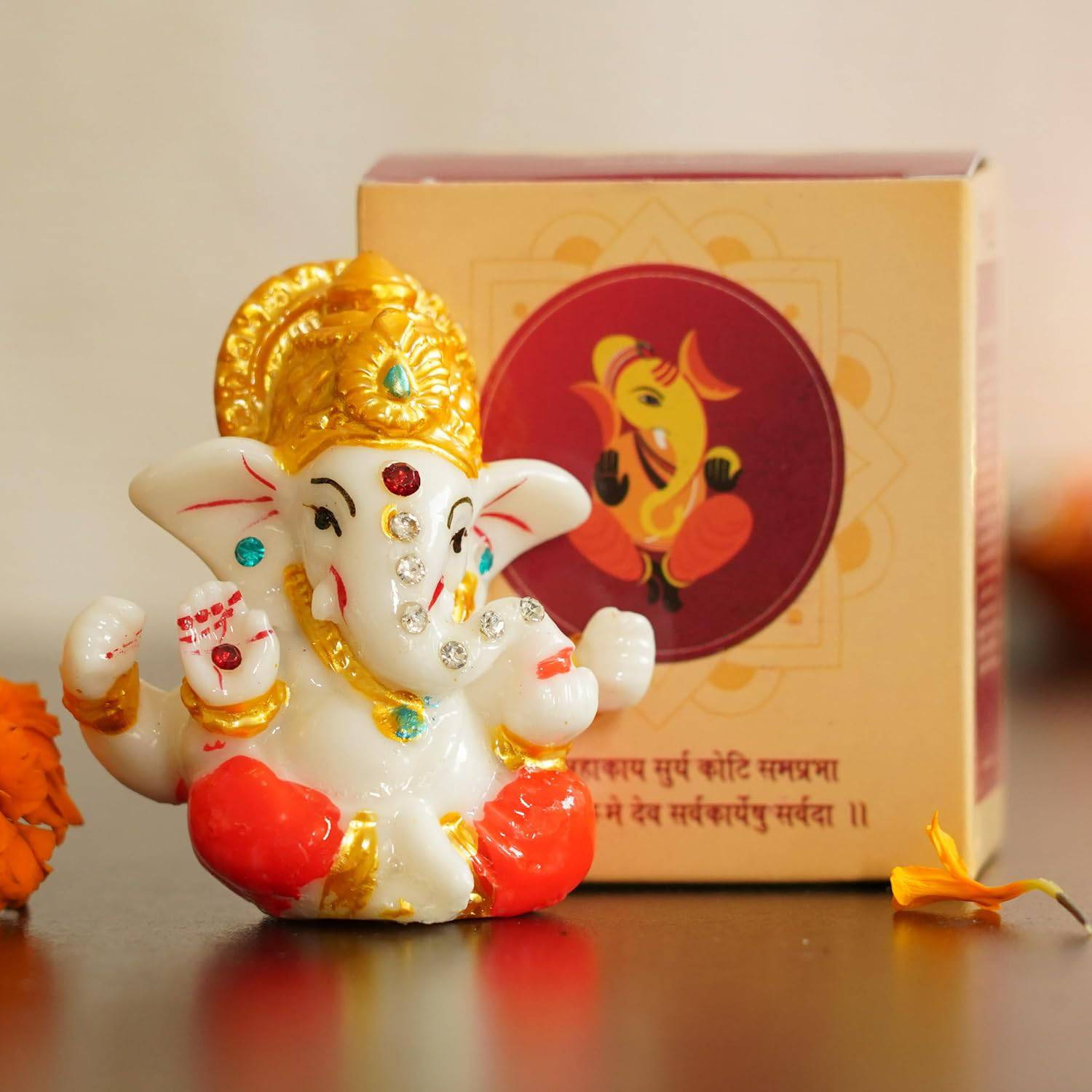 Bhai Dooj Gift Set for Brother with Dairy Milk Silk Chocolates Mini Ganesha Idol Statue Greeting Card and Kalawa Moli Roli Chawal Tika Hamper - YuvaFlowers