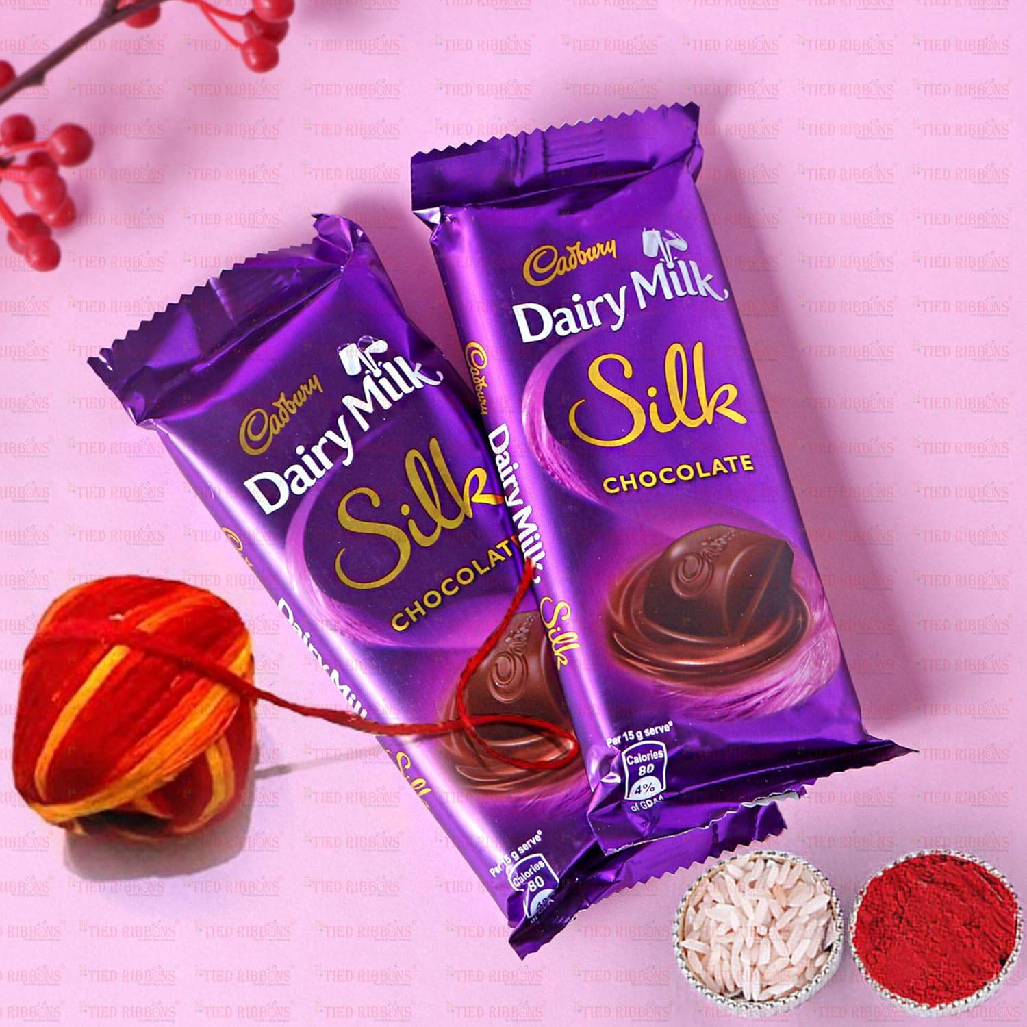 Bhai Dooj Gift Set for Brother with Dairy Milk Silk Chocolates Mini Ganesha Idol Statue Greeting Card and Kalawa Moli Roli Chawal Tika Hamper - YuvaFlowers