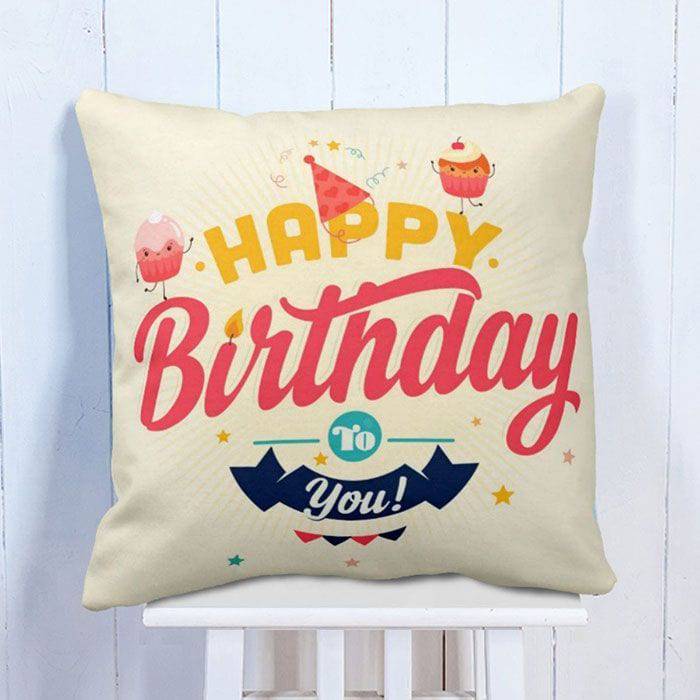 Birthday Wish Printed Cushion - YuvaFlowers