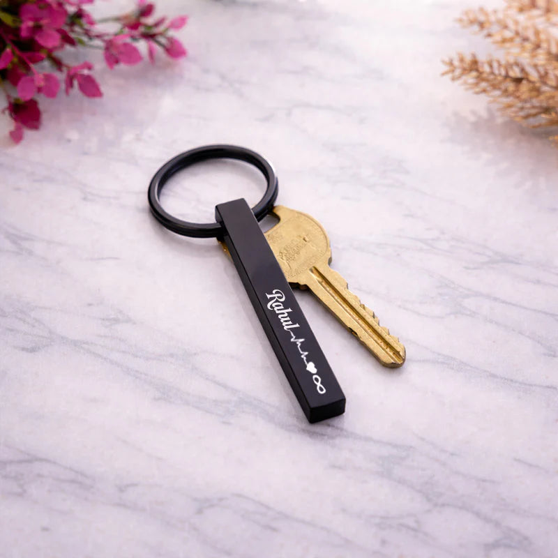 Personalized Engraved Metal Bar Keychain – Custom Name Key Ring
