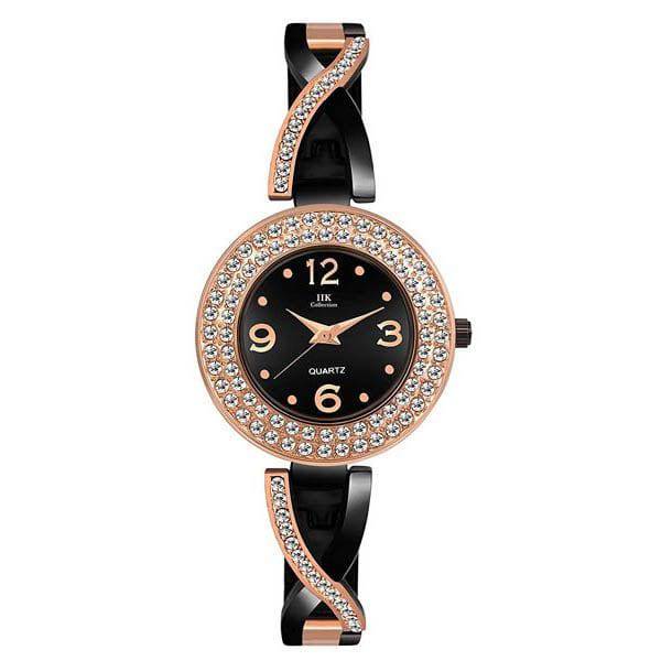 Black Dial Metal Chain Analog Watch for Women - YuvaFlowers
