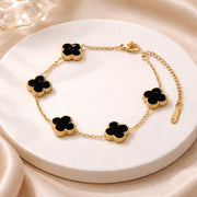 Black Floral Clover Bracelet