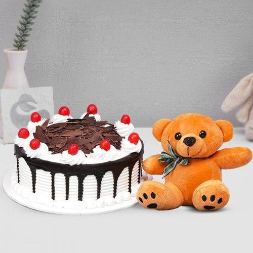 Black Forest and Teddy Combo Online Gift Delivery