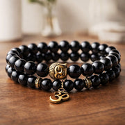 Black Onyx Buddha Om Beaded Bracelet for Men &– Spiritual Meditation Bracelet