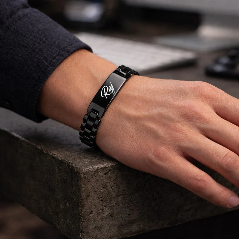 Personalized Engraved Name Bracelet – Stainless Steel ID Chain