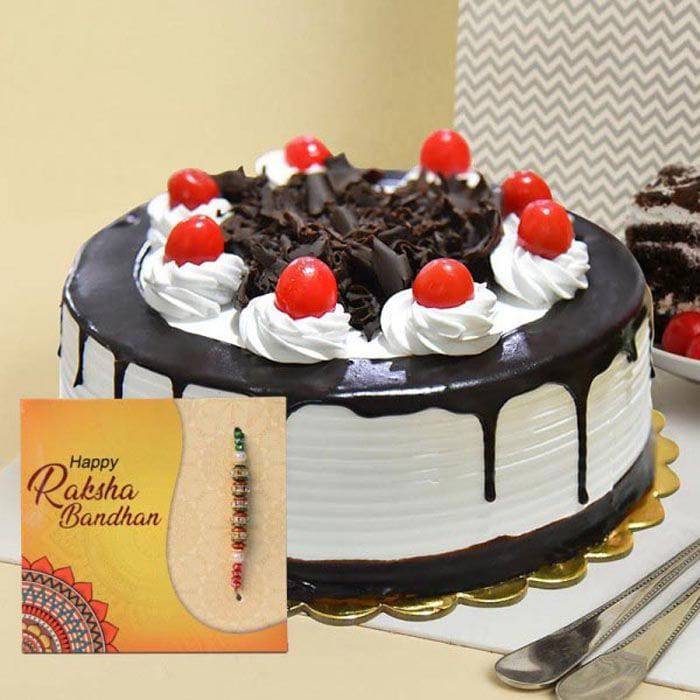 Blackforest Cake with Delectable Rakhi Combo - YuvaFlowers