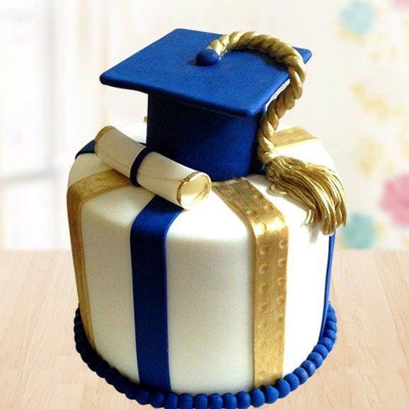 Blue Graduation Cake - YuvaFlowers