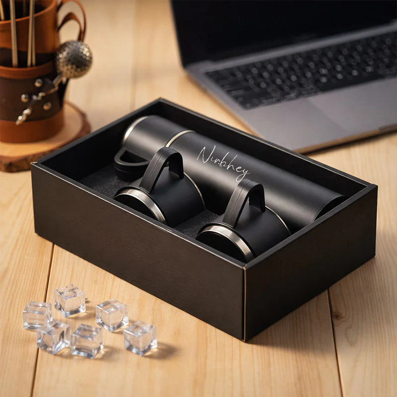 Black Vacuum Flack Set Customized Name