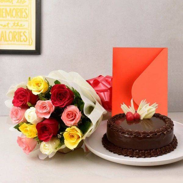 Bouquet n Greeting Card - YuvaFlowers