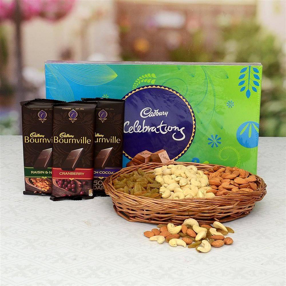 Bournville  with Mixed Dryfruits Combo - YuvaFlowers