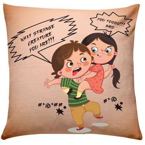 Brother Sister Fighting Cushion - YuvaFlowers