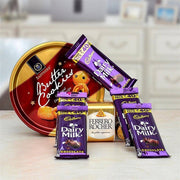 Butter Cookies, Dairy Milk with Ferrero Rocher Chocolates Hamper - YuvaFlowers