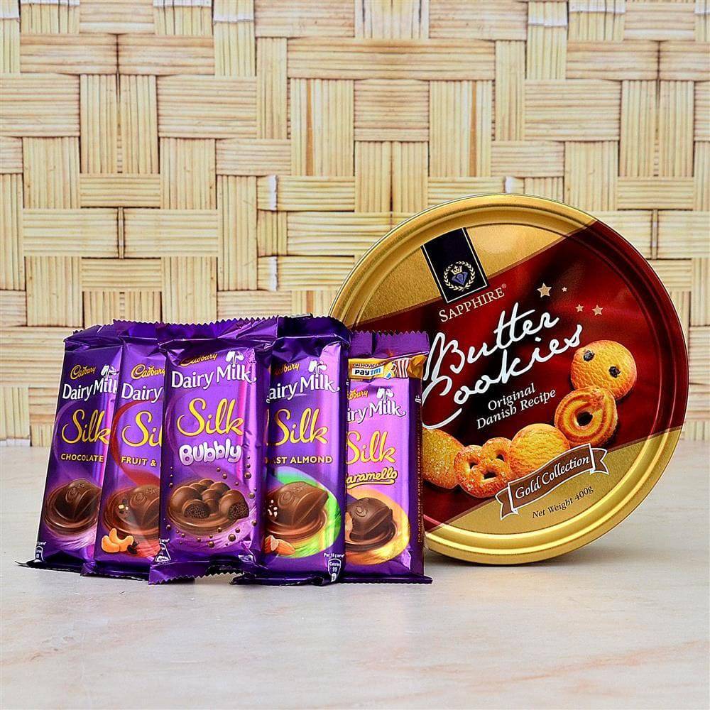 Butter Cookies with Dairy Milk Chocolates Hamper - YuvaFlowers