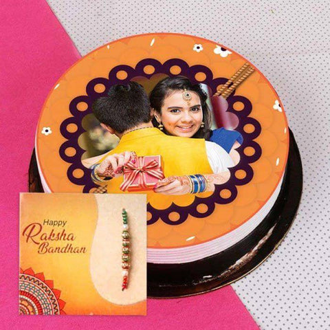 Butterscotch Rakhi Photo Cake - YuvaFlowers