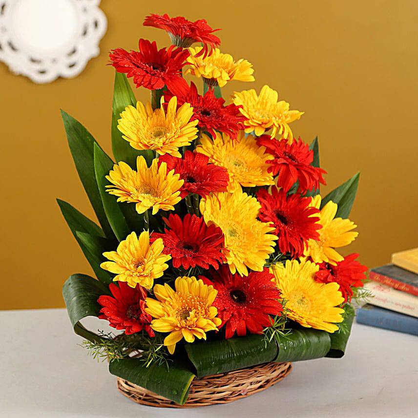 Buy/Send Beautiful Red & Yellow Gerberas Arrangement Online- YuvaFlowers - YuvaFlowers