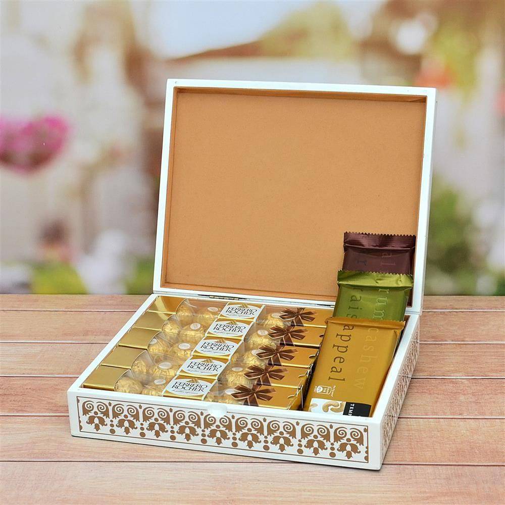 Chocolate Hamper - Temptation & Ferrero Rocher with Box - YuvaFlowers