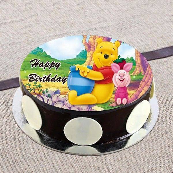 Chocolate Pooh Photo Cake - YuvaFlowers