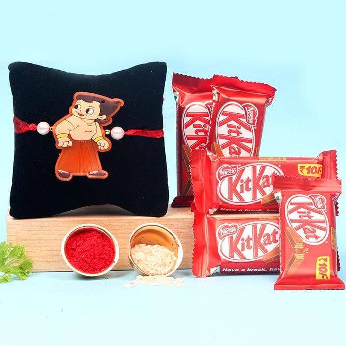 Chota Bheem Rakhi With Five Kitkat chocolates - YuvaFlowers
