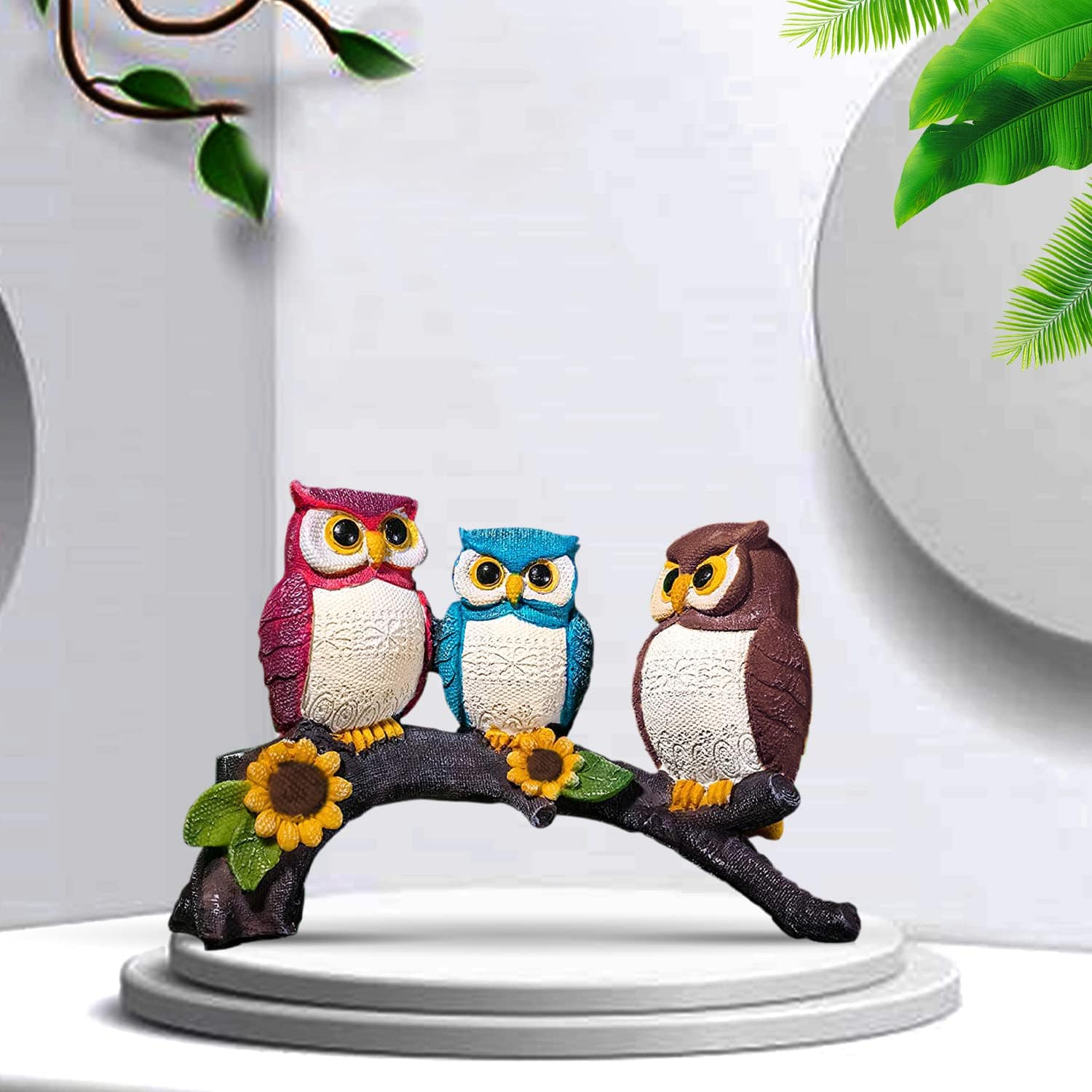 Classy Lucky Owl Resin Art Figure Showpiece -(Pack of 1, White) - YuvaFlowers