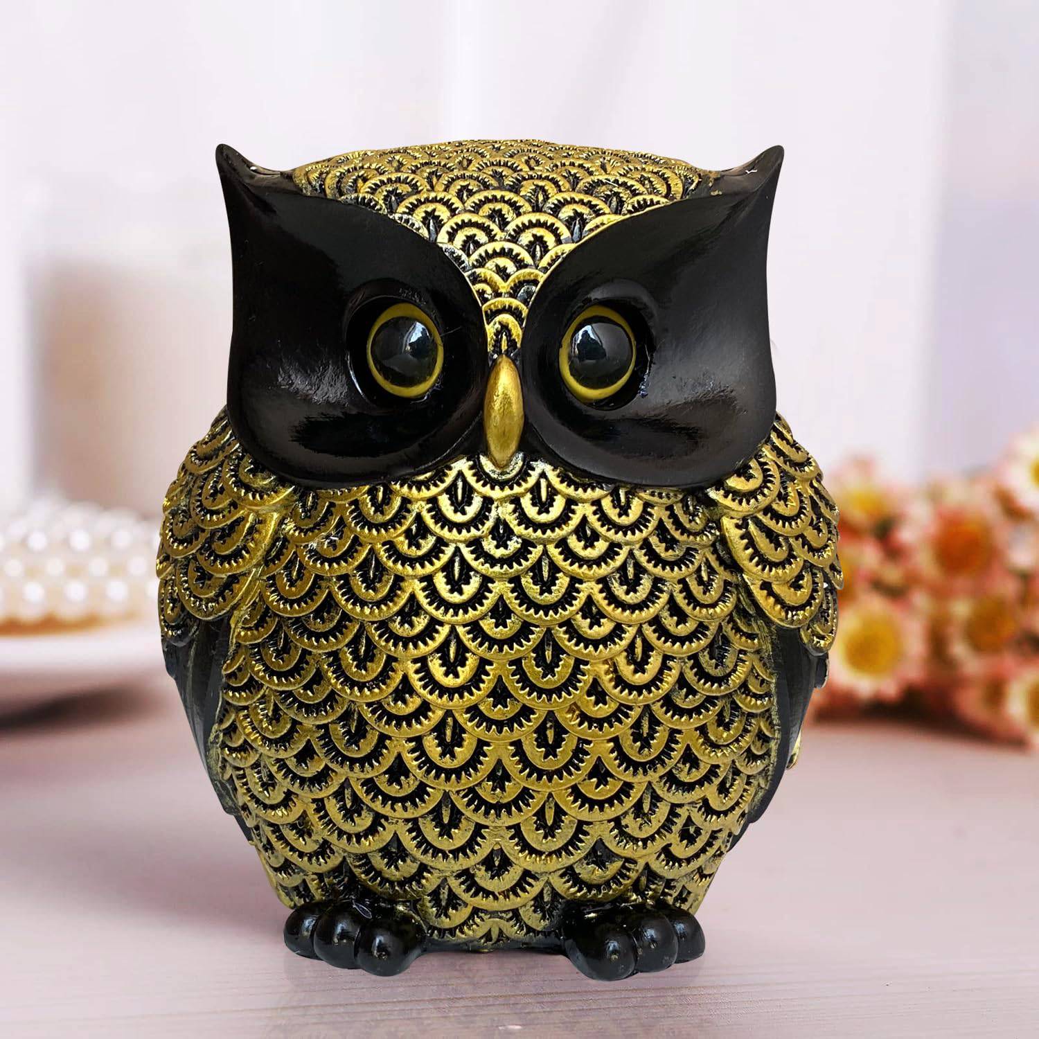Classy Lucky Owl Resin Art Figure Showpiece -(Pack of 1, White) - YuvaFlowers