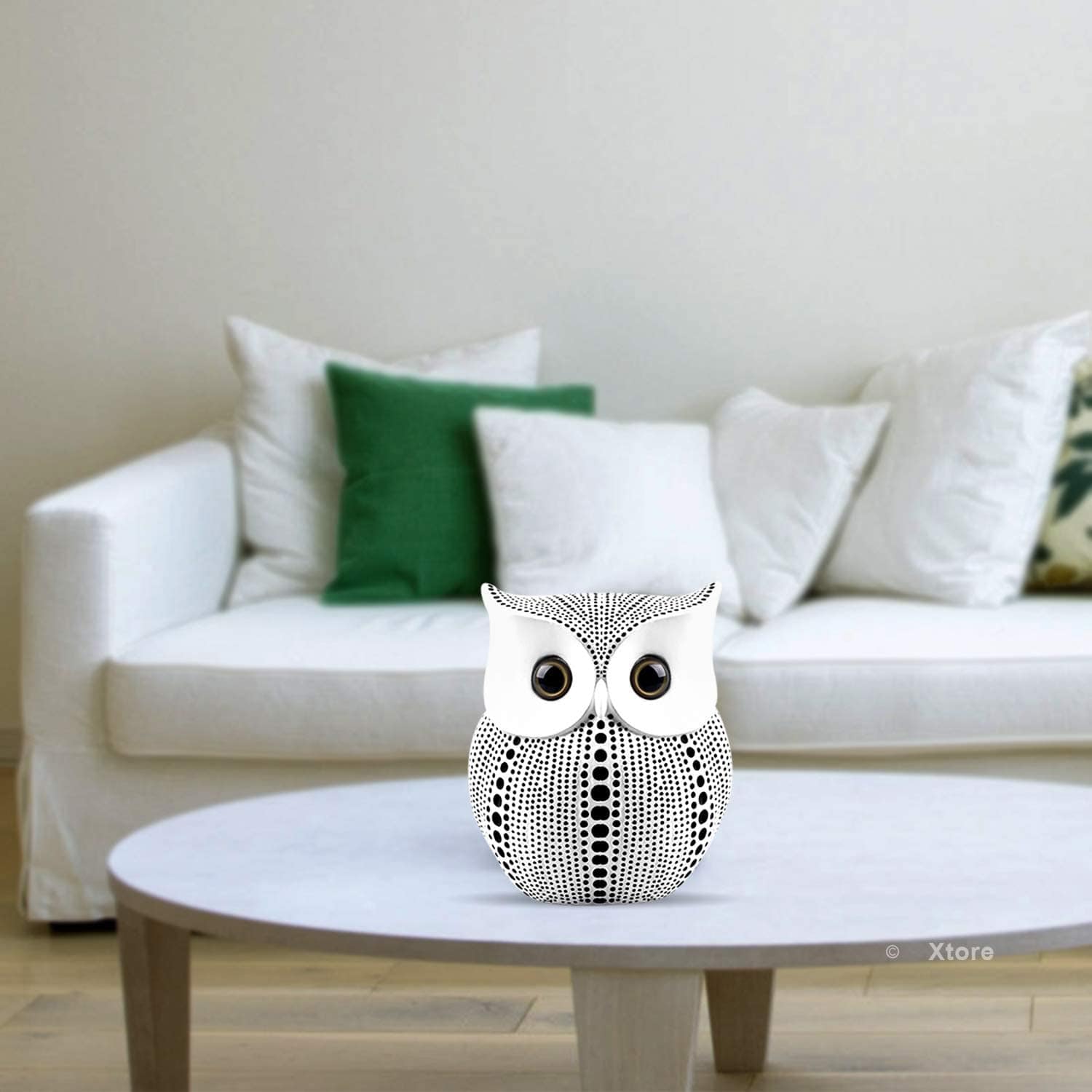 Classy Lucky Owl Resin Art Figure Showpiece -(Pack of 1, White) - YuvaFlowers