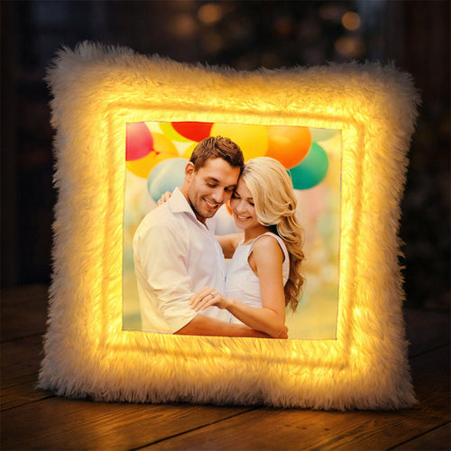Yellow LED Personalized Square Pillow Online Gift Delivery