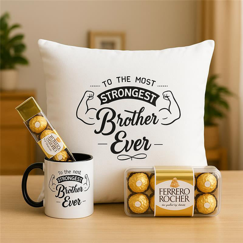 Cushion, Mug & Ferrero Rocher Hamper For Brother