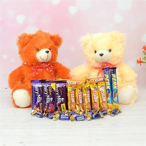 Cute Teddies & Chocolates Combo Online Gift Delivery