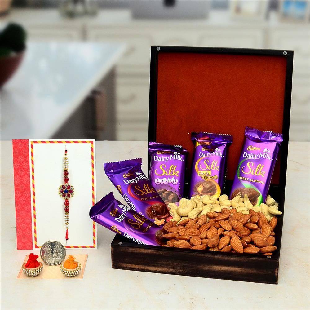 Dairy Milk Chocolates With Almonds Hamper for Rakhi - YuvaFlowers